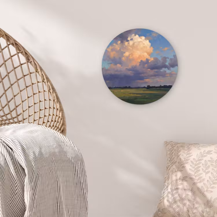 Lucht - Wolken - Landschap - Modern - Oranje Wandcirkel kunststof plaat 5mm dik klein -sfeer5