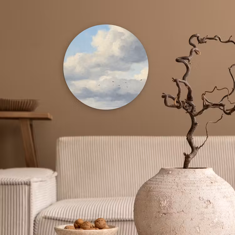 Lucht - Wolken - Natuur - Klassiek - Blauw Wandcirkel kunststof plaat 5mm dik klein -sfeer1
