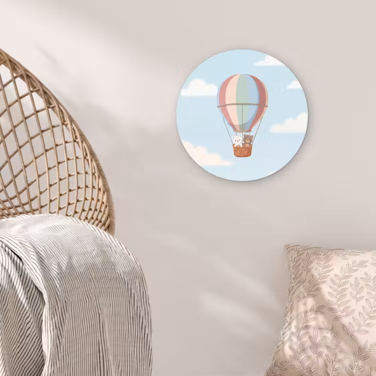 Luchtballon - Beren - Pastel Wandcirkel kunststof plaat 5mm dik klein -sfeer5