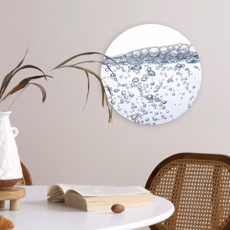Luchtbellen - Water - Dynamisch Wandcirkel kunststof plaat 5mm dik klein -sfeer4