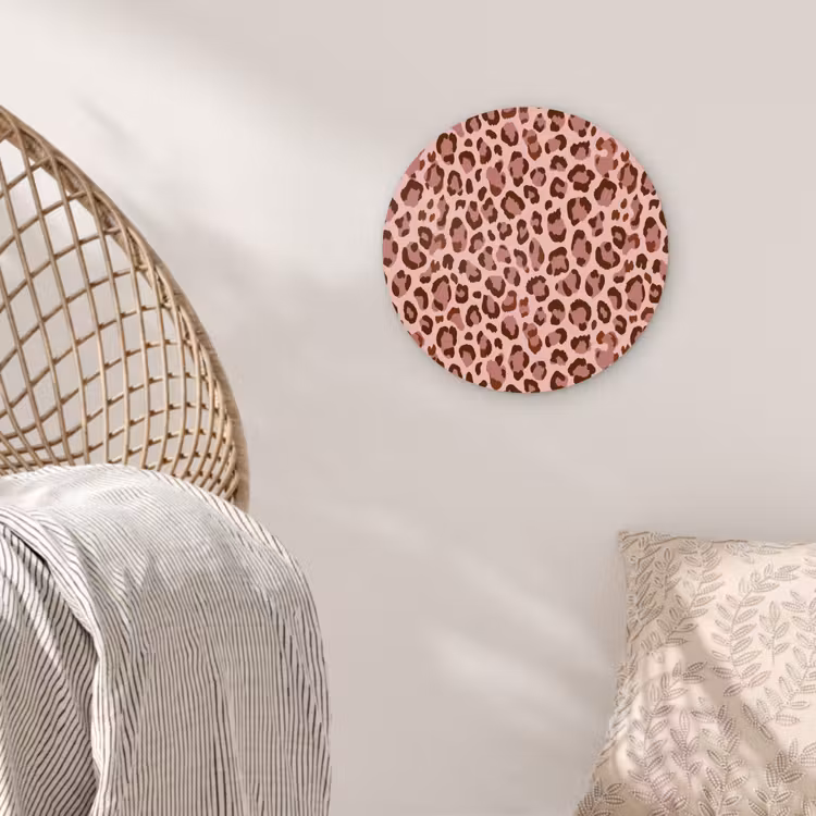Luipaard - Patroon - Roze Wandcirkel kunststof plaat 5mm dik klein 188 -sfeer5