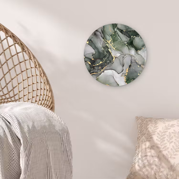Luxe - Marmer - Groen Wandcirkel kunststof plaat 5mm dik klein -sfeer5