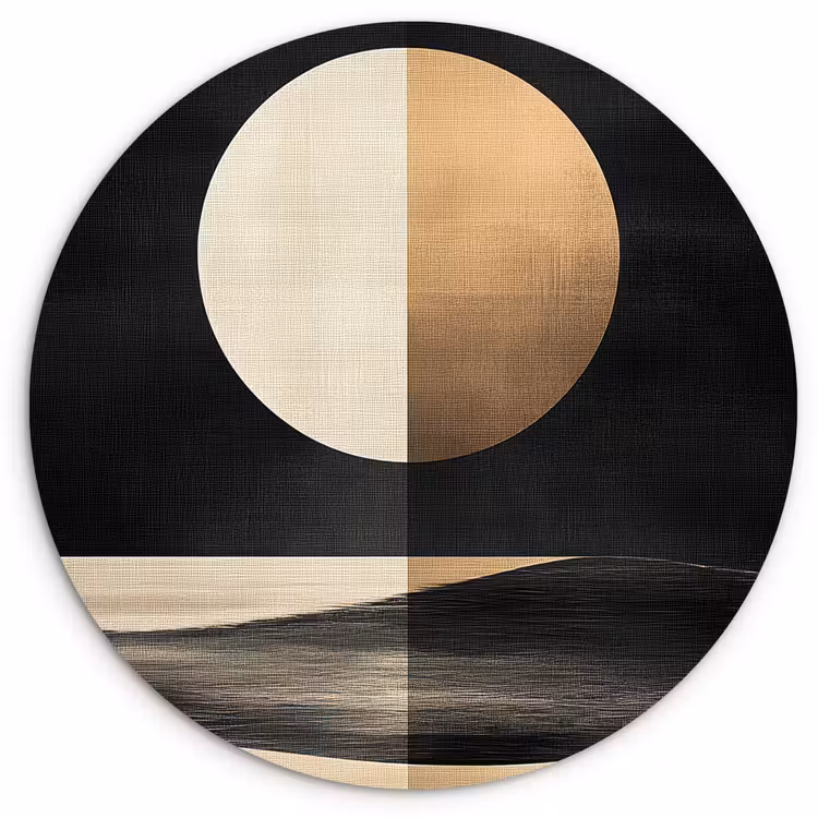 Maan - Cirkel - Goud Wandcirkel kunststof plaat 5mm dik klein -3d