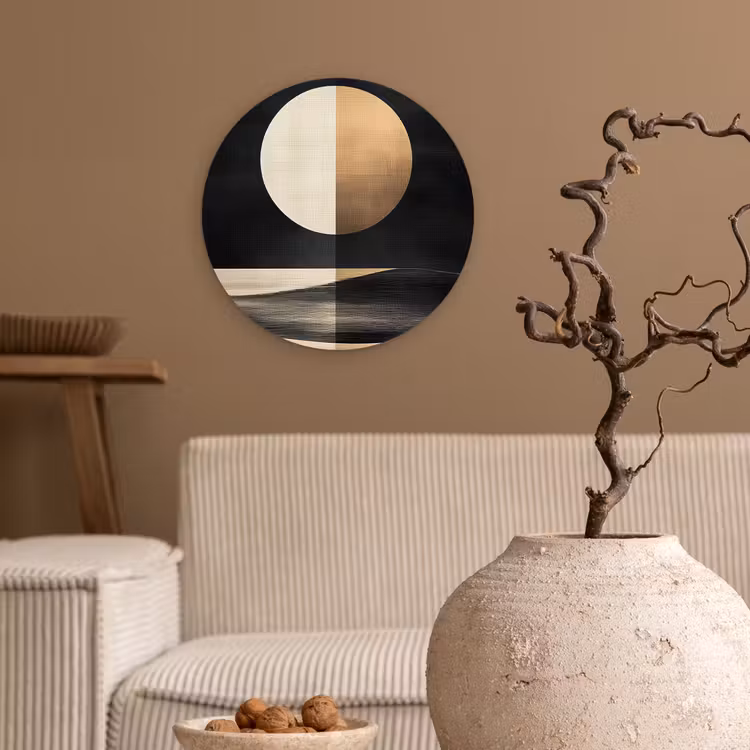 Maan - Cirkel - Goud Wandcirkel kunststof plaat 5mm dik klein -sfeer1