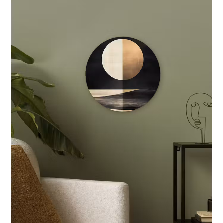Maan - Cirkel - Goud Wandcirkel kunststof plaat 5mm dik klein -sfeer3