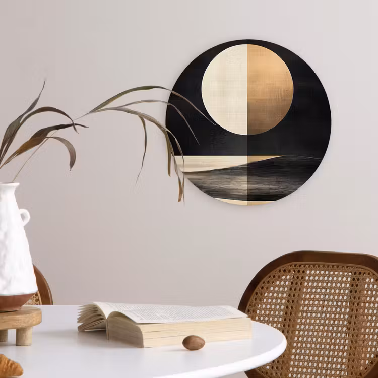 Maan - Cirkel - Goud Wandcirkel kunststof plaat 5mm dik klein -sfeer4