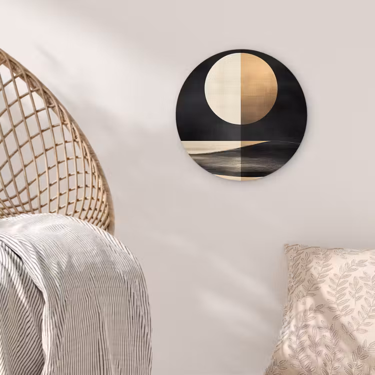 Maan - Cirkel - Goud Wandcirkel kunststof plaat 5mm dik klein -sfeer5