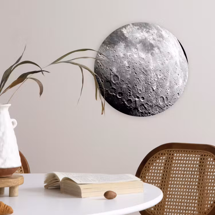 Muurcirkel - Maan - Kraters - Ruimte - Maan - Kraters - Ruimte Wandcirkel kunststof plaat 5mm dik klein