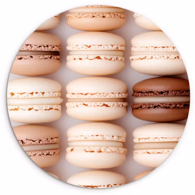 Macarons - Beige - Bruin Wandcirkel kunststof plaat 5mm dik klein -3d