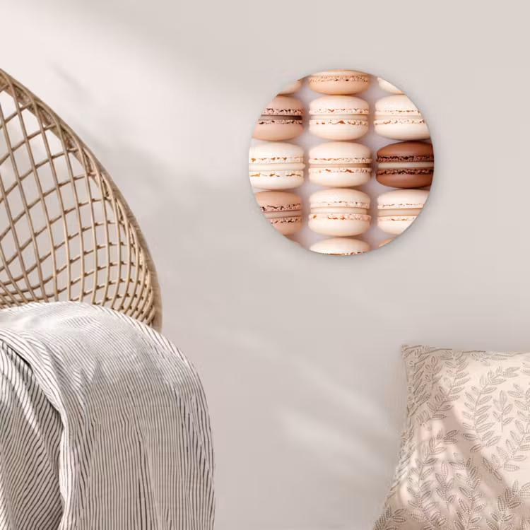 Macarons - Beige - Bruin Wandcirkel kunststof plaat 5mm dik klein -sfeer5