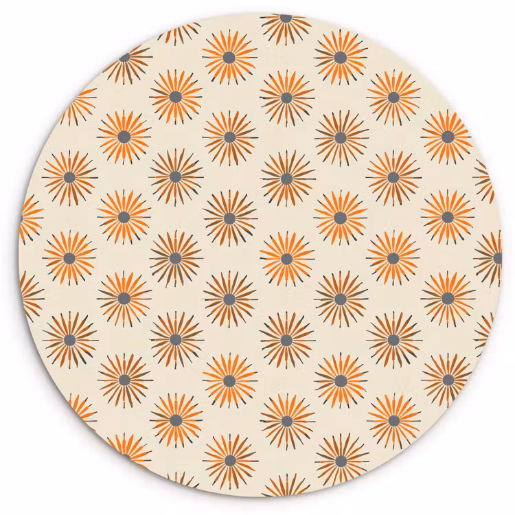 Madelief - Patroon - Oranje Wandcirkel kunststof plaat 5mm dik klein 188 -3d