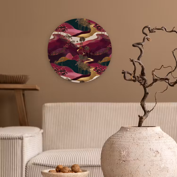 Magisch - Palmbomen - Goud Wandcirkel kunststof plaat 5mm dik klein 188 -sfeer1