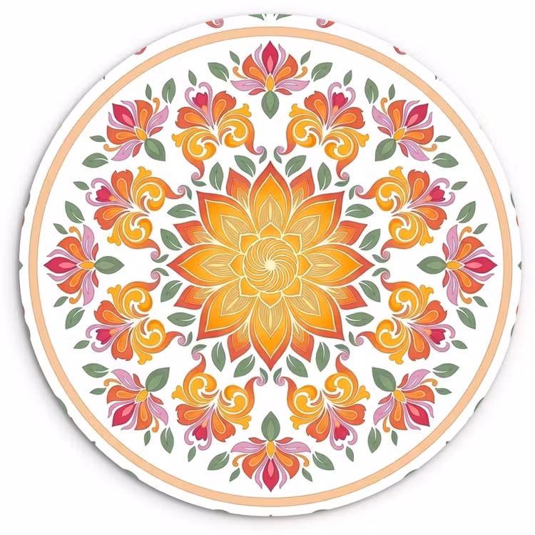 Mandala - Bloemen - Decoratie - Kleurrijk - Abstract Wandcirkel kunststof plaat 5mm dik klein -3d