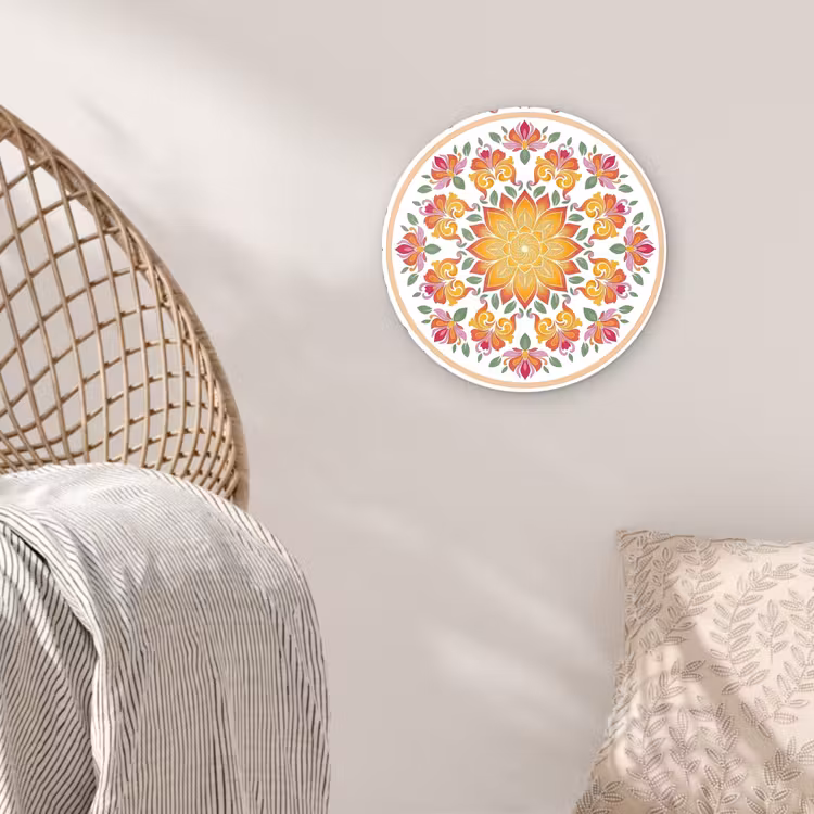 Mandala - Bloemen - Decoratie - Kleurrijk - Abstract Wandcirkel kunststof plaat 5mm dik klein -sfeer5