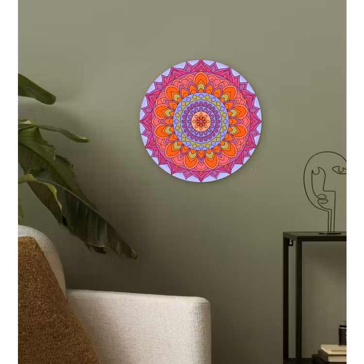 Mandala - Cirkel - Abstract - Kleurrijk - Patroon Wandcirkel kunststof plaat 5mm dik klein -sfeer3