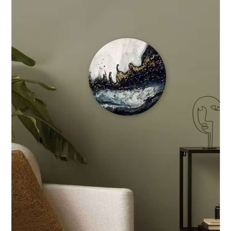 Marmer - Abstract - Goud - Luxe Wandcirkel kunststof plaat 5mm dik klein -sfeer3