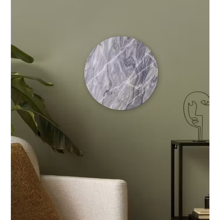 Marmer - Ader - Patroon - Abstract - Grijs Wandcirkel kunststof plaat 5mm dik klein -sfeer3