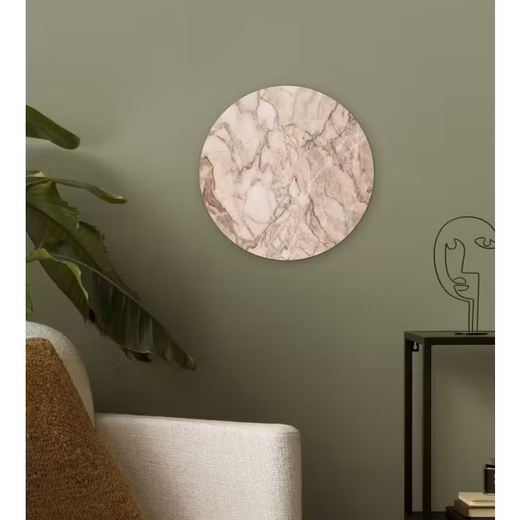 Marmer - Aderen - Textuur - Beige - Modern Wandcirkel kunststof plaat 5mm dik klein -sfeer3