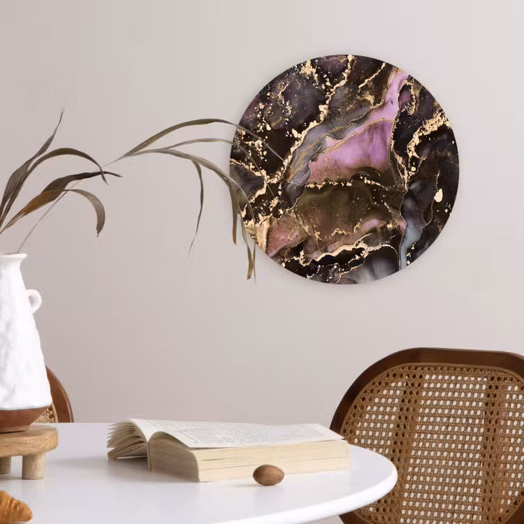 Marmer - Gold - Steen - Abstract Wandcirkel kunststof plaat 5mm dik klein -sfeer4