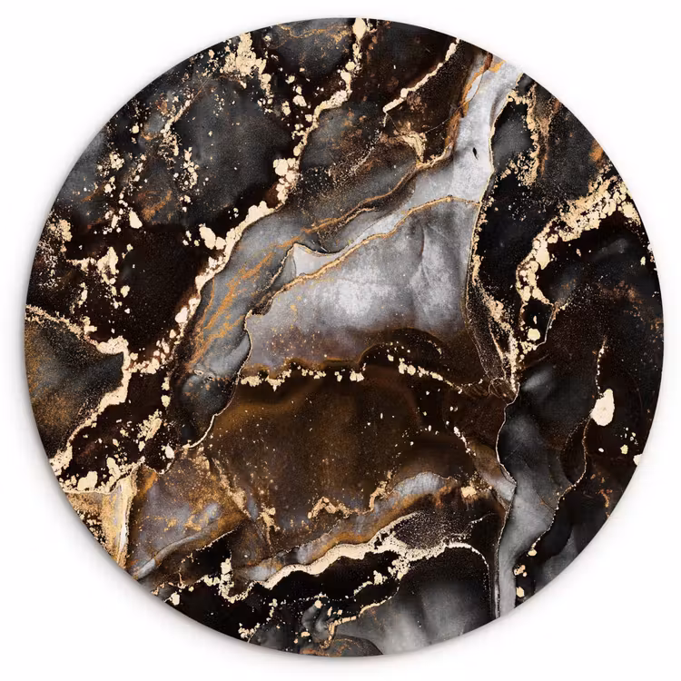 Marmer - Goud - Glitter - Luxe Wandcirkel kunststof plaat 5mm dik klein -3d