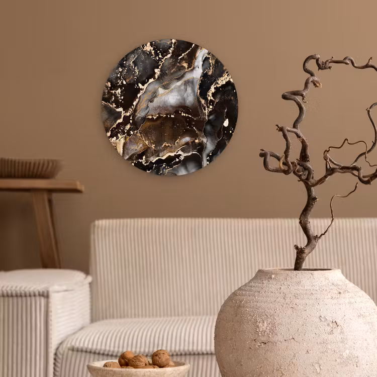 Marmer - Goud - Glitter - Luxe Wandcirkel kunststof plaat 5mm dik klein -sfeer1