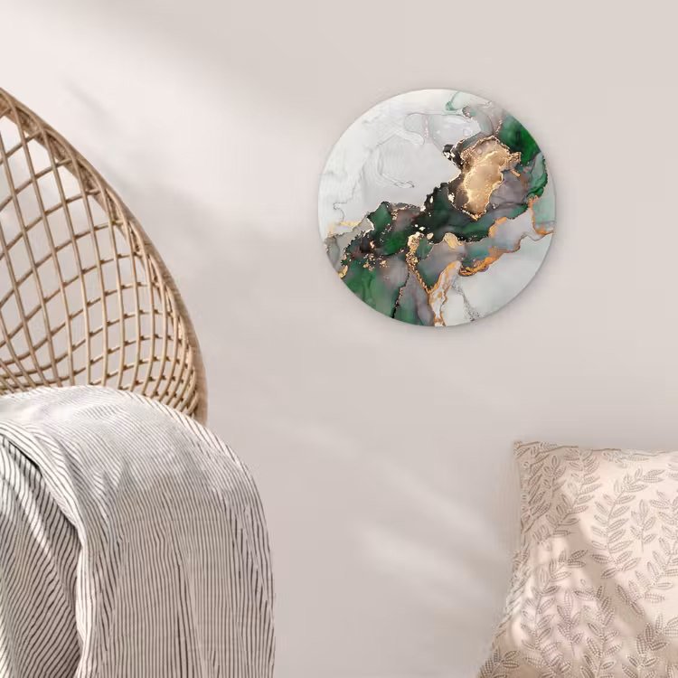 Marmer - Goud - Groen - Luxe Wandcirkel kunststof plaat 5mm dik klein -sfeer5