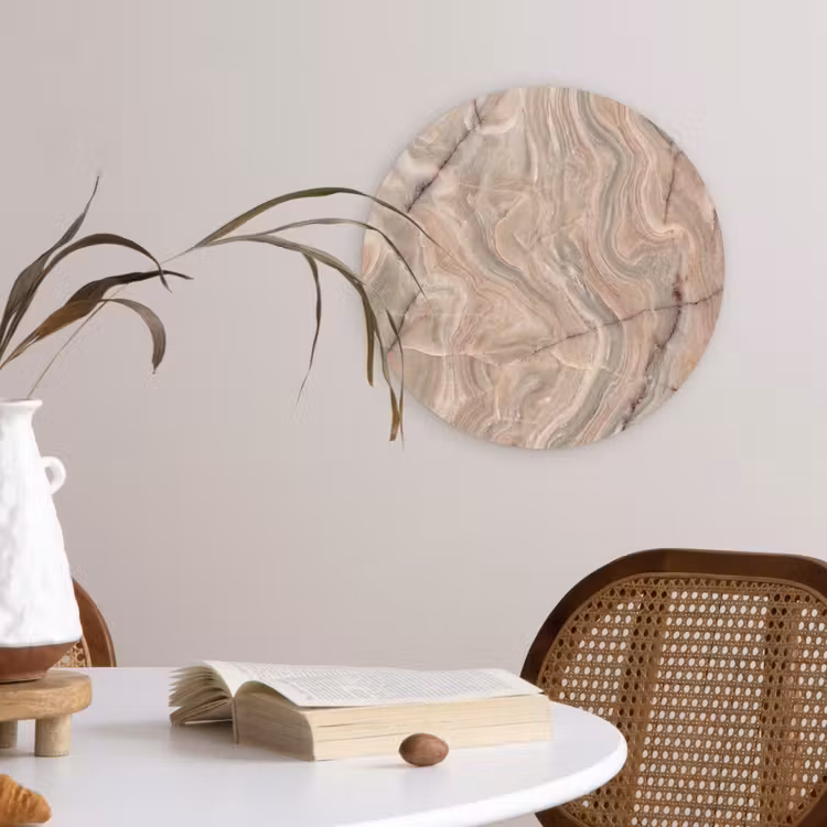 Marmer - Patroon - Abstract - Beige - Groen Wandcirkel kunststof plaat 5mm dik klein -sfeer4