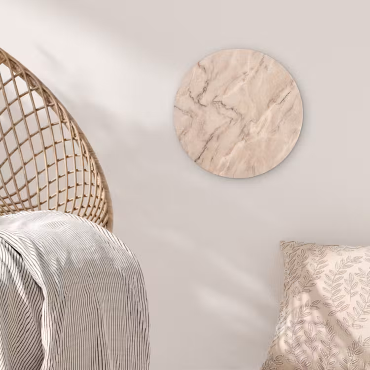 Marmer - Patroon - Abstract - Modern - Beige Wandcirkel kunststof plaat 5mm dik klein -sfeer5
