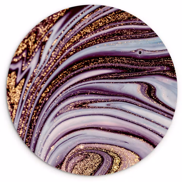 Marmer - Roze - Goud - Glitter - Marmerlook - Luxe Wandcirkel kunststof plaat 5mm dik klein -3d