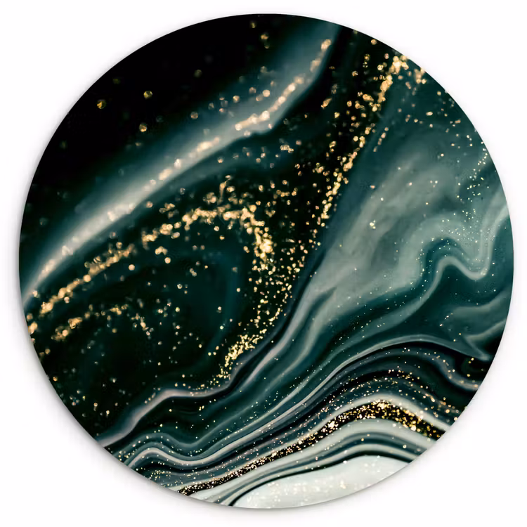 Marmerlook - Goud - Groen - Glitter - Design - Marmer Wandcirkel kunststof plaat 5mm dik klein -3d