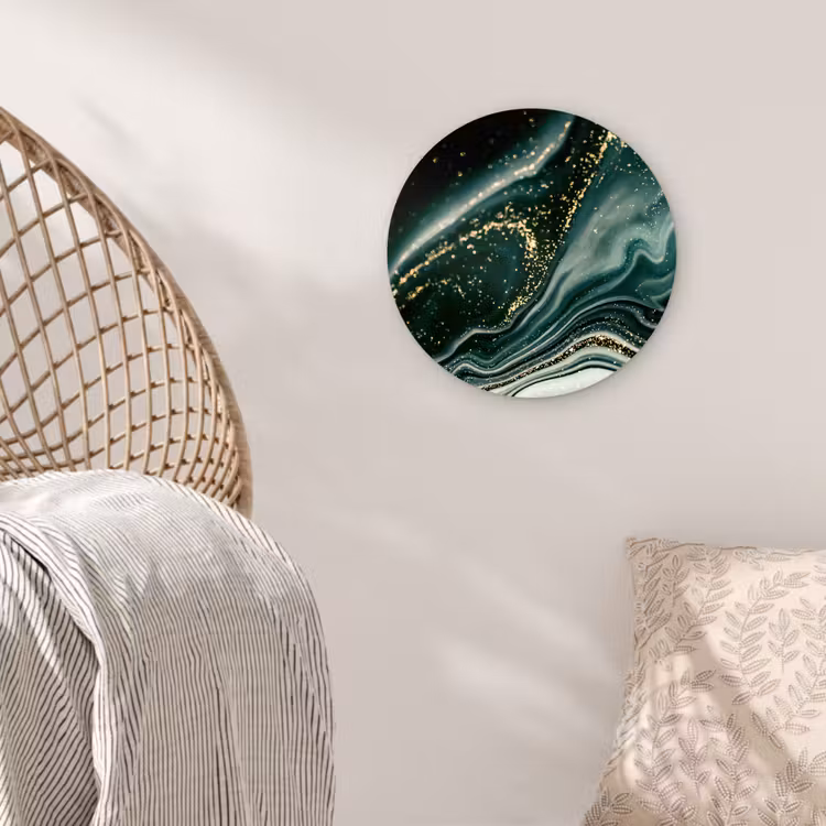 Marmerlook - Goud - Groen - Glitter - Design - Marmer Wandcirkel kunststof plaat 5mm dik klein -sfeer5