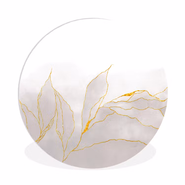 Marmerlook - Grijs - Goud - Chic - Marmer Wandcirkel kunststof plaat 5mm dik klein -3d