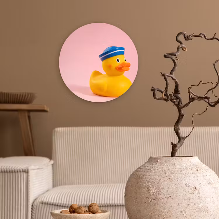 Matroos - Eend - Roze Wandcirkel kunststof plaat 5mm dik klein -sfeer1