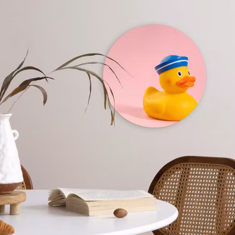Matroos - Eend - Roze Wandcirkel kunststof plaat 5mm dik klein -sfeer4