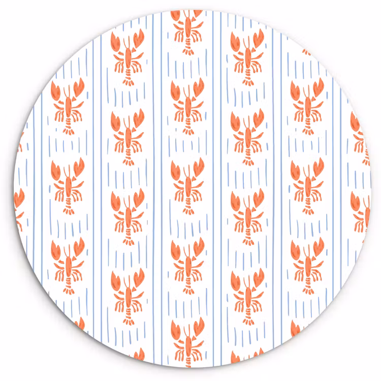 Zee - Kreeft - Oranje - Blauw Wandcirkel kunststof plaat 5mm dik klein 188 -3d
