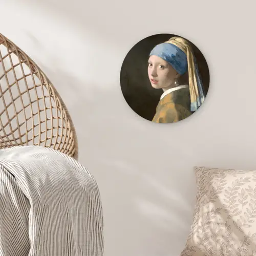 Meisje met de Parel - Schilderij van Johannes Vermeer Wandcirkel kunststof plaat 5mm dik klein -sfeer5