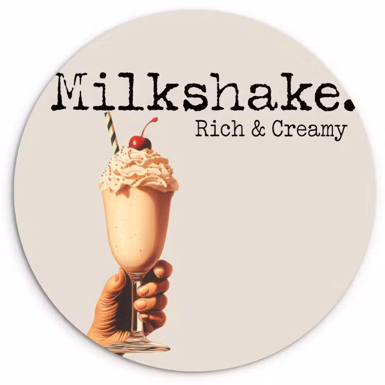 Milkshake - Kers - Rietje Wandcirkel kunststof plaat 5mm dik klein -3d