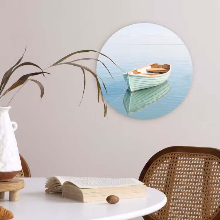 Minimalistisch - Boot - Zee Wandcirkel kunststof plaat 5mm dik klein -sfeer4