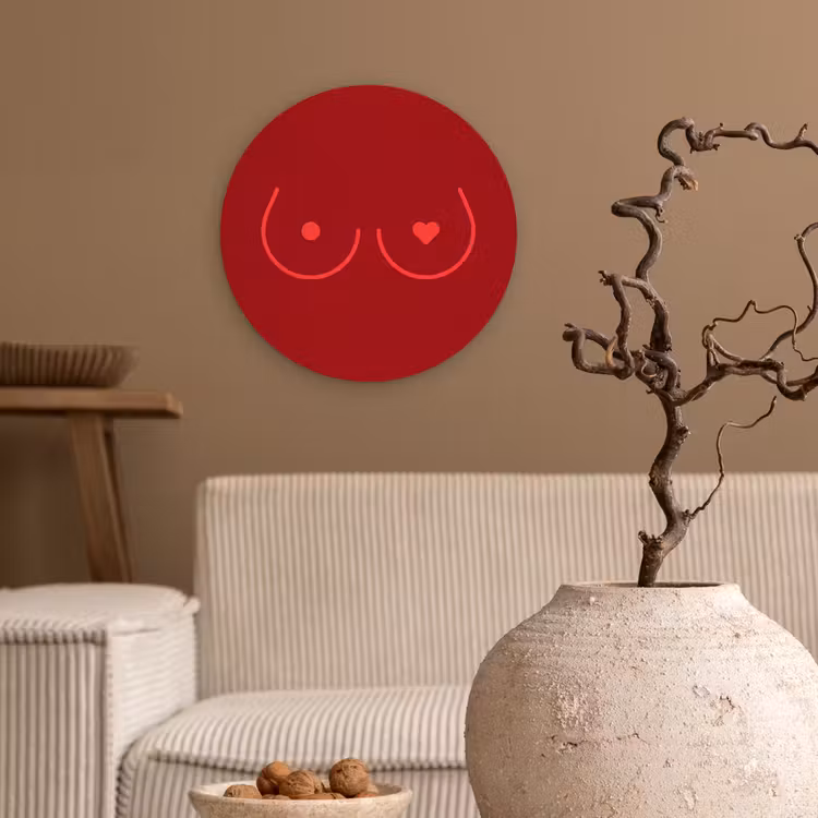 Minimalistisch - Lijnillustratie - Rood Wandcirkel kunststof plaat 5mm dik klein -sfeer1