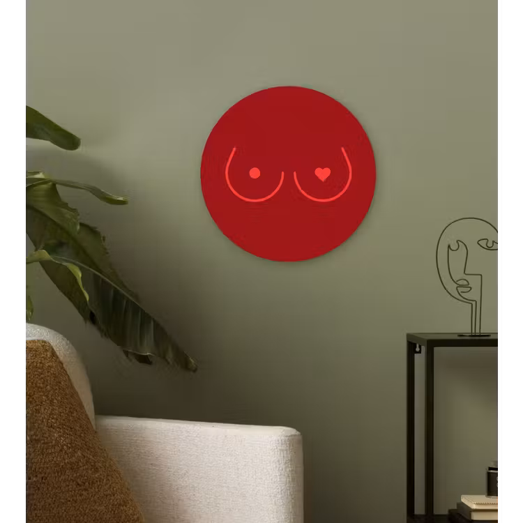Minimalistisch - Lijnillustratie - Rood Wandcirkel kunststof plaat 5mm dik klein -sfeer3