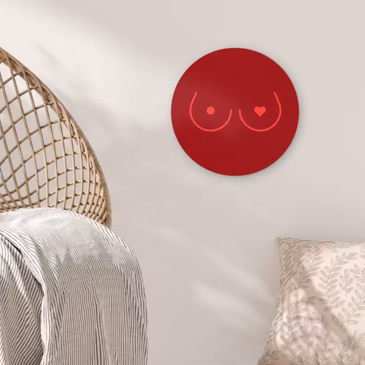 Minimalistisch - Lijnillustratie - Rood Wandcirkel kunststof plaat 5mm dik klein -sfeer5