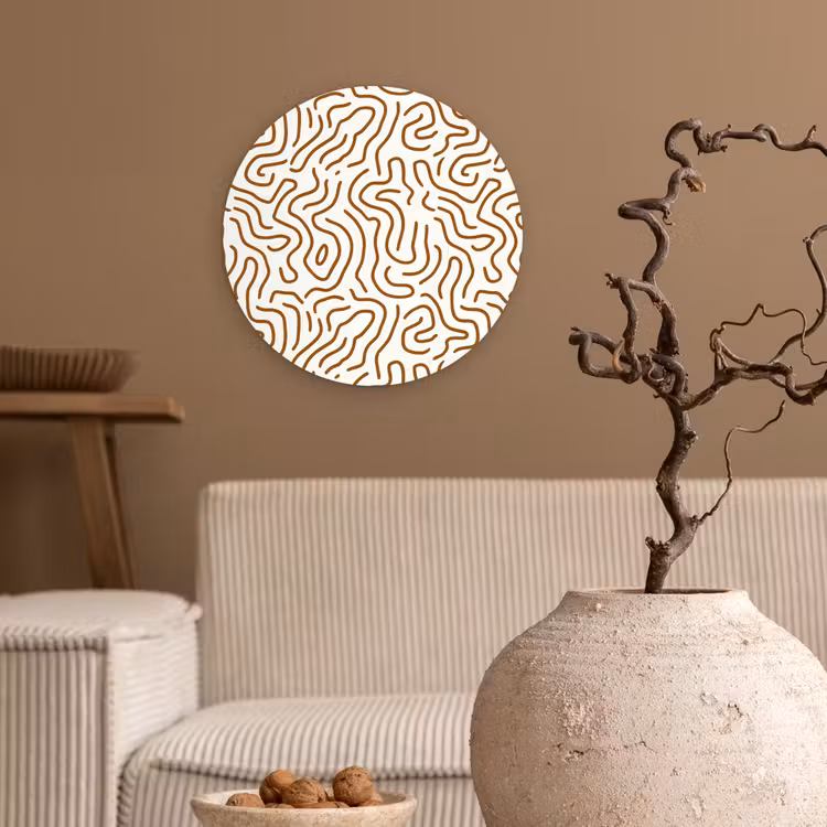 Minimalistisch - Patroon - Terracotta Wandcirkel kunststof plaat 5mm dik klein 188 -sfeer1