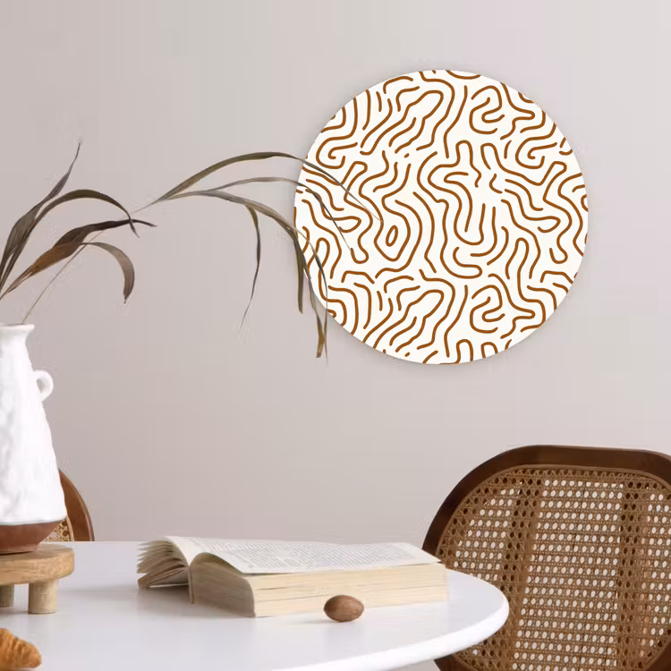 Minimalistisch - Patroon - Terracotta Wandcirkel kunststof plaat 5mm dik klein 188 -sfeer4