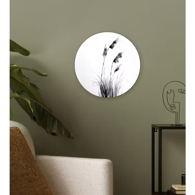 Minimalistisch - Stelen - Wit Wandcirkel kunststof plaat 5mm dik klein -sfeer3