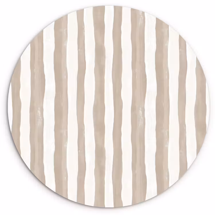 Minimalistisch - Strepen - Beige Wandcirkel kunststof plaat 5mm dik klein 188 -3d