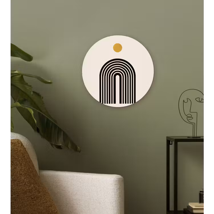 Minimalistisch - Zwarte boog - Gouden cirkel Wandcirkel kunststof plaat 5mm dik klein -sfeer3