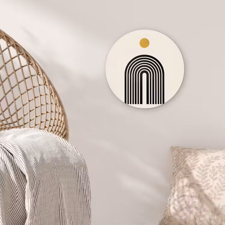 Minimalistisch - Zwarte boog - Gouden cirkel Wandcirkel kunststof plaat 5mm dik klein -sfeer5