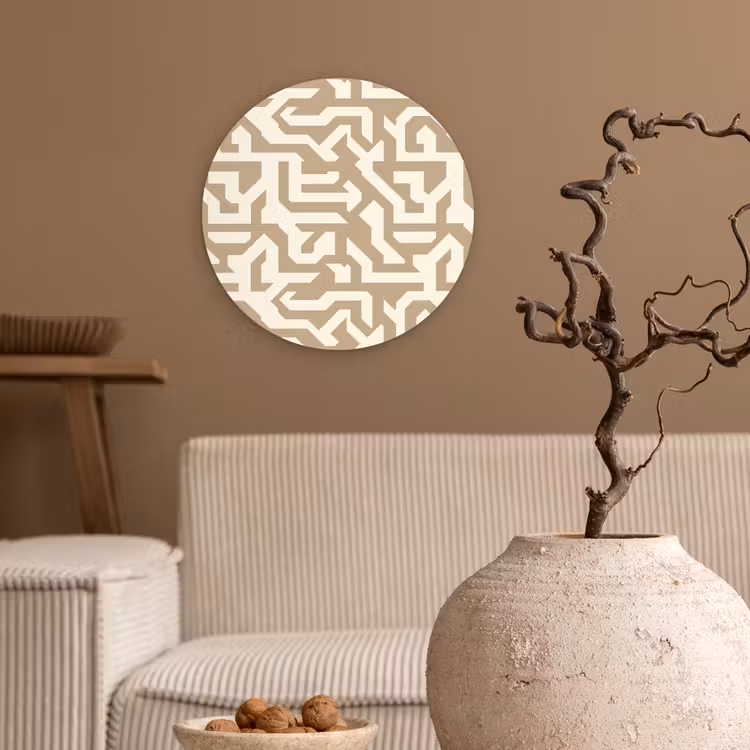 Modern - Abstract - Beige Wandcirkel kunststof plaat 5mm dik klein 188 -sfeer1