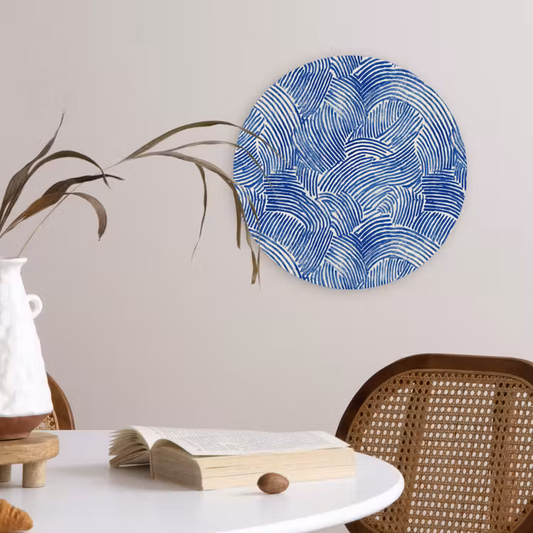 Modern - Abstract - Blauw Wandcirkel kunststof plaat 5mm dik klein 188 -sfeer4