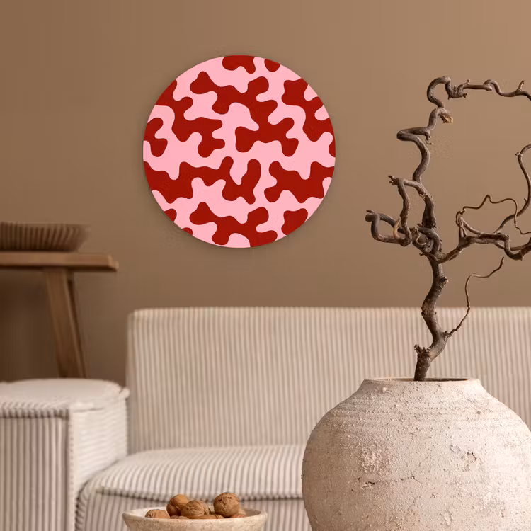 Modern - Abstract - Rood Wandcirkel kunststof plaat 5mm dik klein 188 -sfeer1